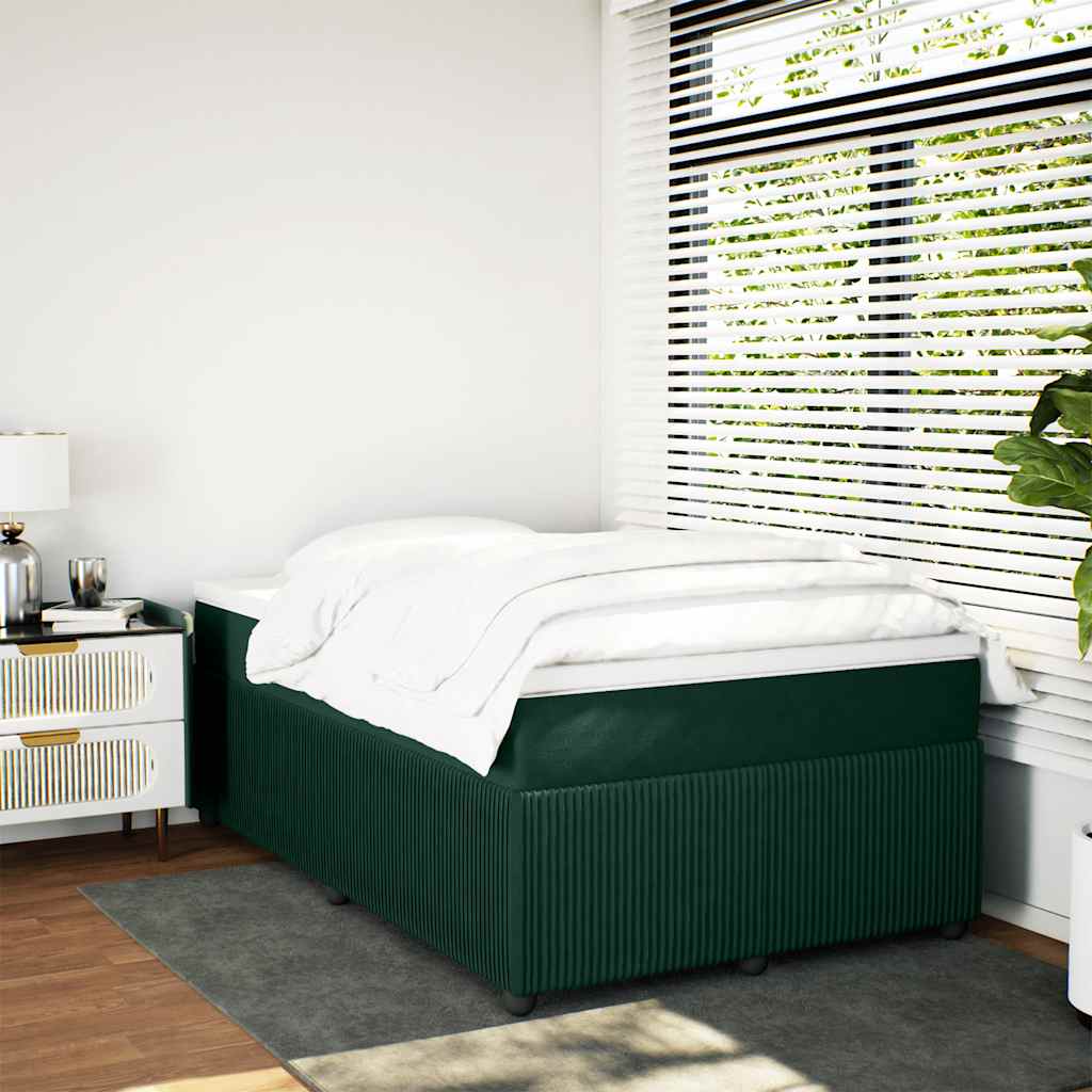 Κρεβάτι Boxspring με Στρώμα Σκούρο Πράσινο 120x190εκ. Βελούδινο - Pakobazaar