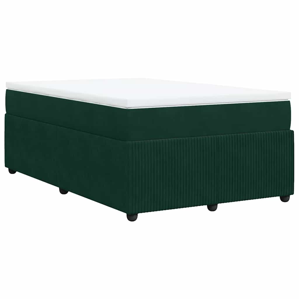 Κρεβάτι Boxspring με Στρώμα Σκούρο Πράσινο 120x190εκ. Βελούδινο - Pakobazaar