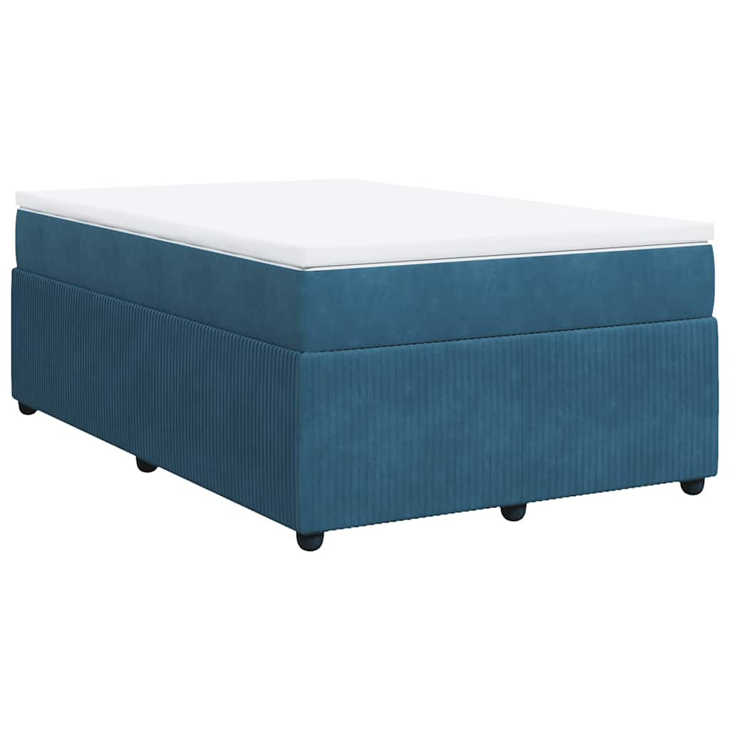 Κρεβάτι Boxspring με Στρώμα Σκούρο Μπλε 120x190 εκ. Βελούδινο