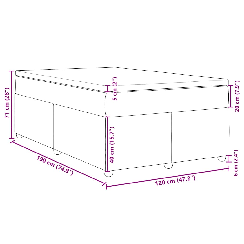 Κρεβάτι Boxspring με Στρώμα Σκούρο Μπλε 120x190 εκ. Βελούδινο
