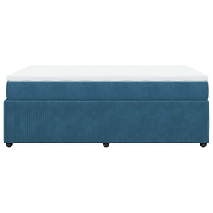 Κρεβάτι Boxspring με Στρώμα Σκούρο Μπλε 120x190 εκ. Βελούδινο