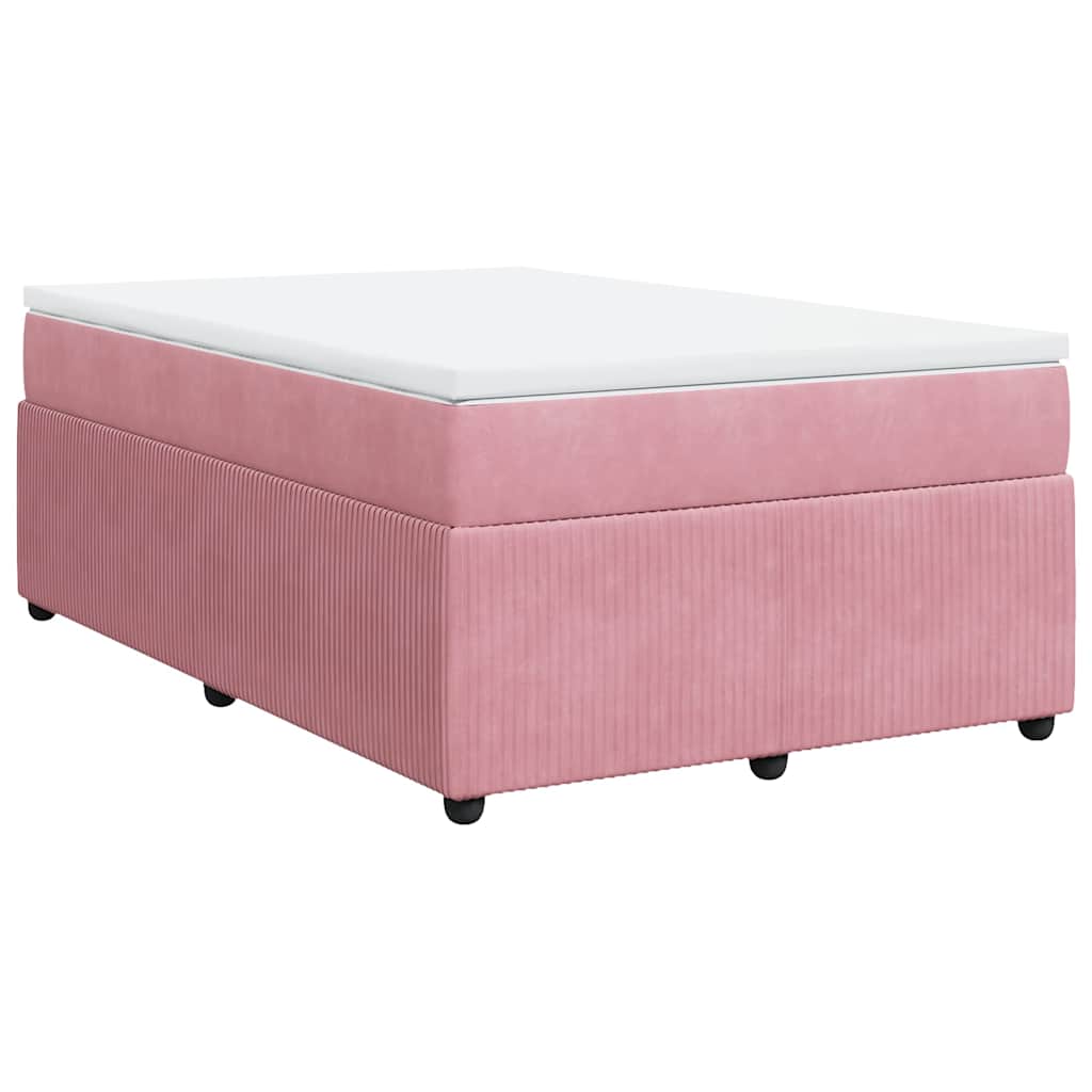 Κρεβάτι Boxspring με Στρώμα Ροζ 120x190 εκ. Βελούδινο - Pakobazaar