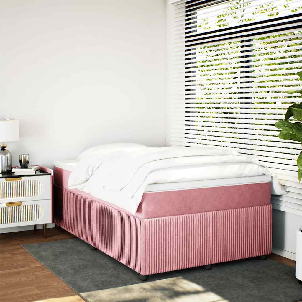 Κρεβάτι Boxspring με Στρώμα Ροζ 120x190 εκ. Βελούδινο - Pakobazaar