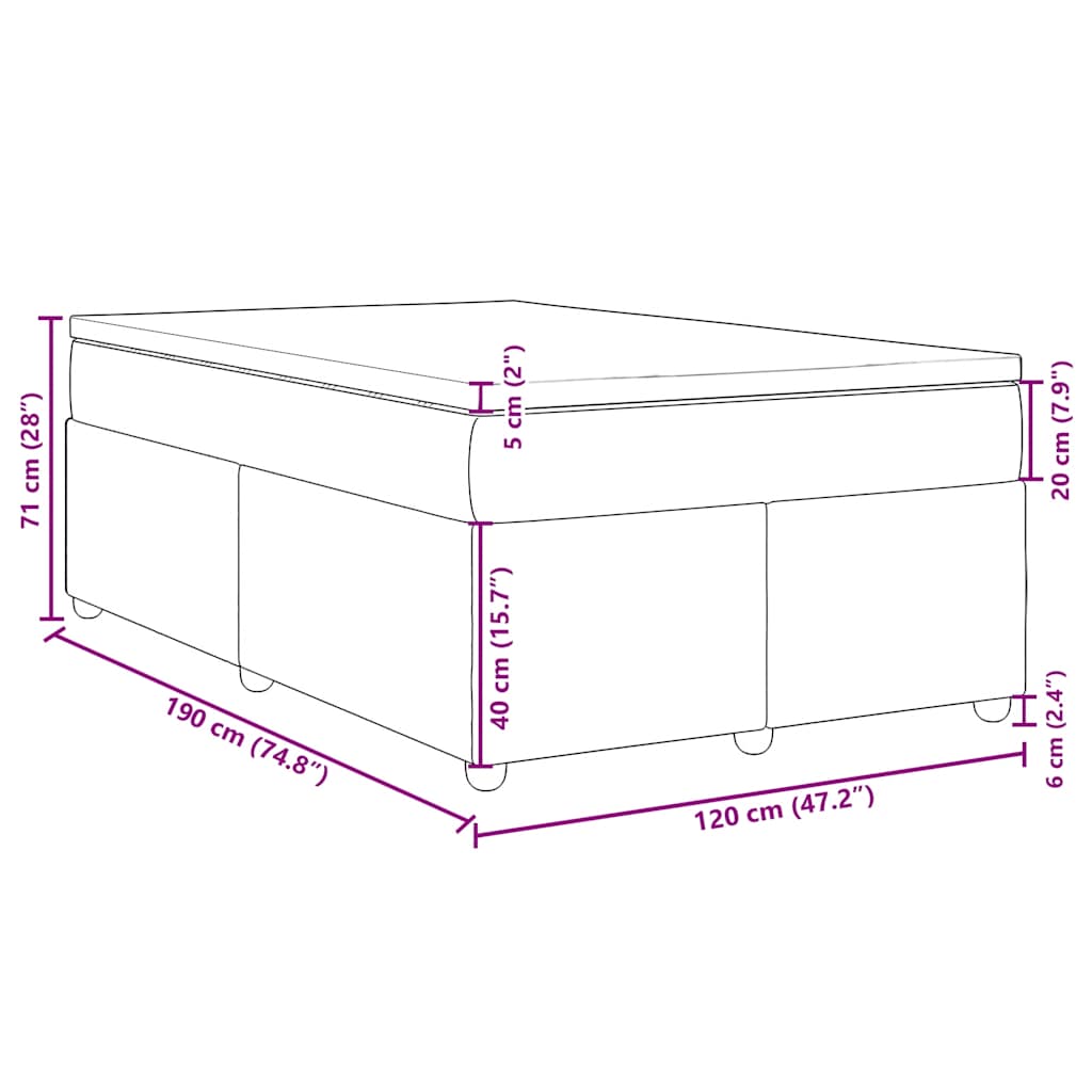 Κρεβάτι Boxspring με Στρώμα Ροζ 120x190 εκ. Βελούδινο - Pakobazaar