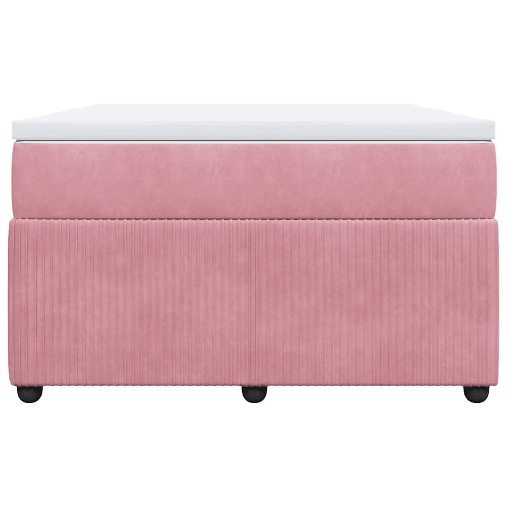 Κρεβάτι Boxspring με Στρώμα Ροζ 120x190 εκ. Βελούδινο - Pakobazaar