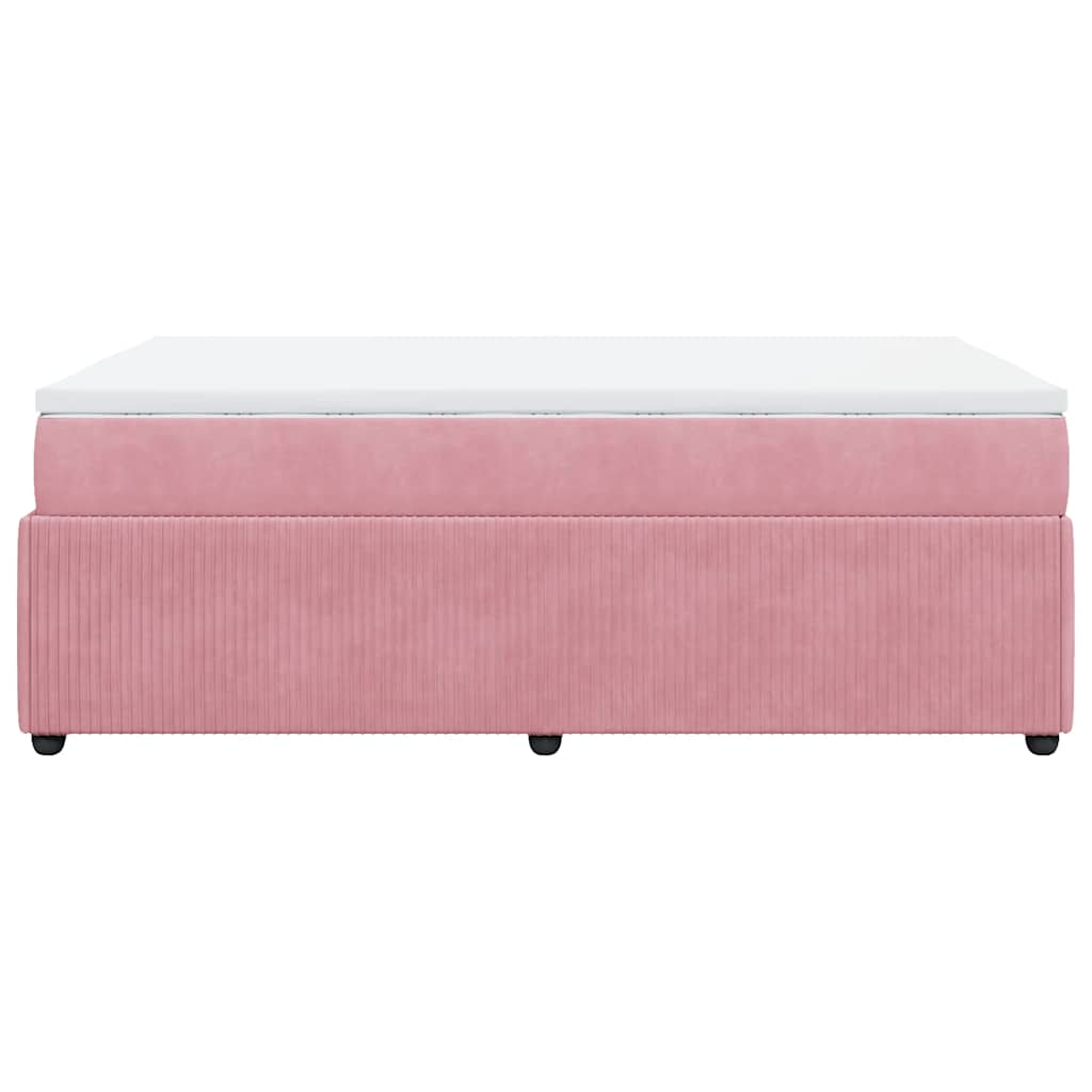 Κρεβάτι Boxspring με Στρώμα Ροζ 120x190 εκ. Βελούδινο - Pakobazaar
