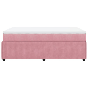 Κρεβάτι Boxspring με Στρώμα Ροζ 120x190 εκ. Βελούδινο - Pakobazaar