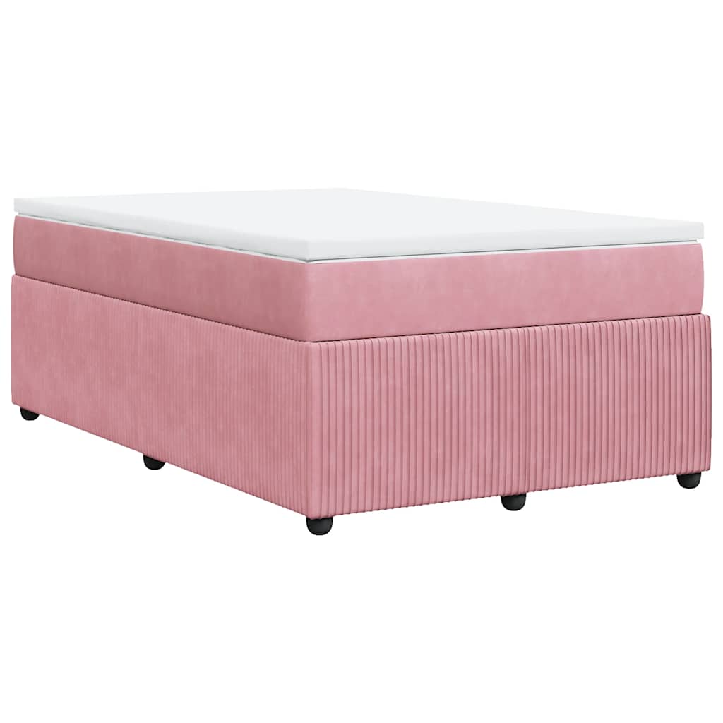 Κρεβάτι Boxspring με Στρώμα Ροζ 120x190 εκ. Βελούδινο - Pakobazaar