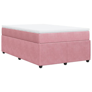 Κρεβάτι Boxspring με Στρώμα Ροζ 120x190 εκ. Βελούδινο - Pakobazaar