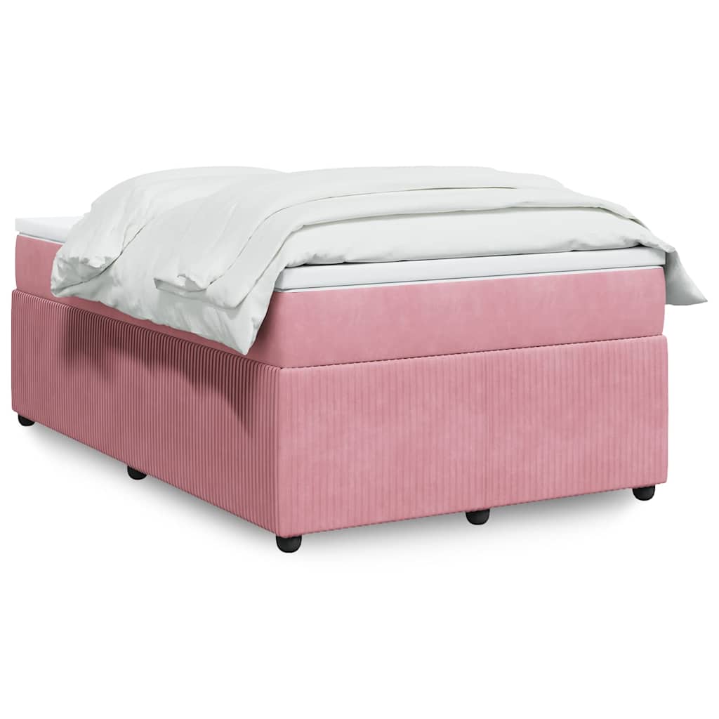 Κρεβάτι Boxspring με Στρώμα Ροζ 120x190 εκ. Βελούδινο - Pakobazaar