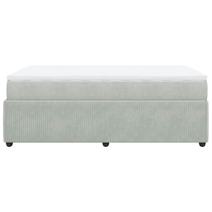 Κρεβάτι Boxspring με Στρώμα Ανοιχτό Γκρι 120x200 εκ. Βελούδινο - Pakobazaar