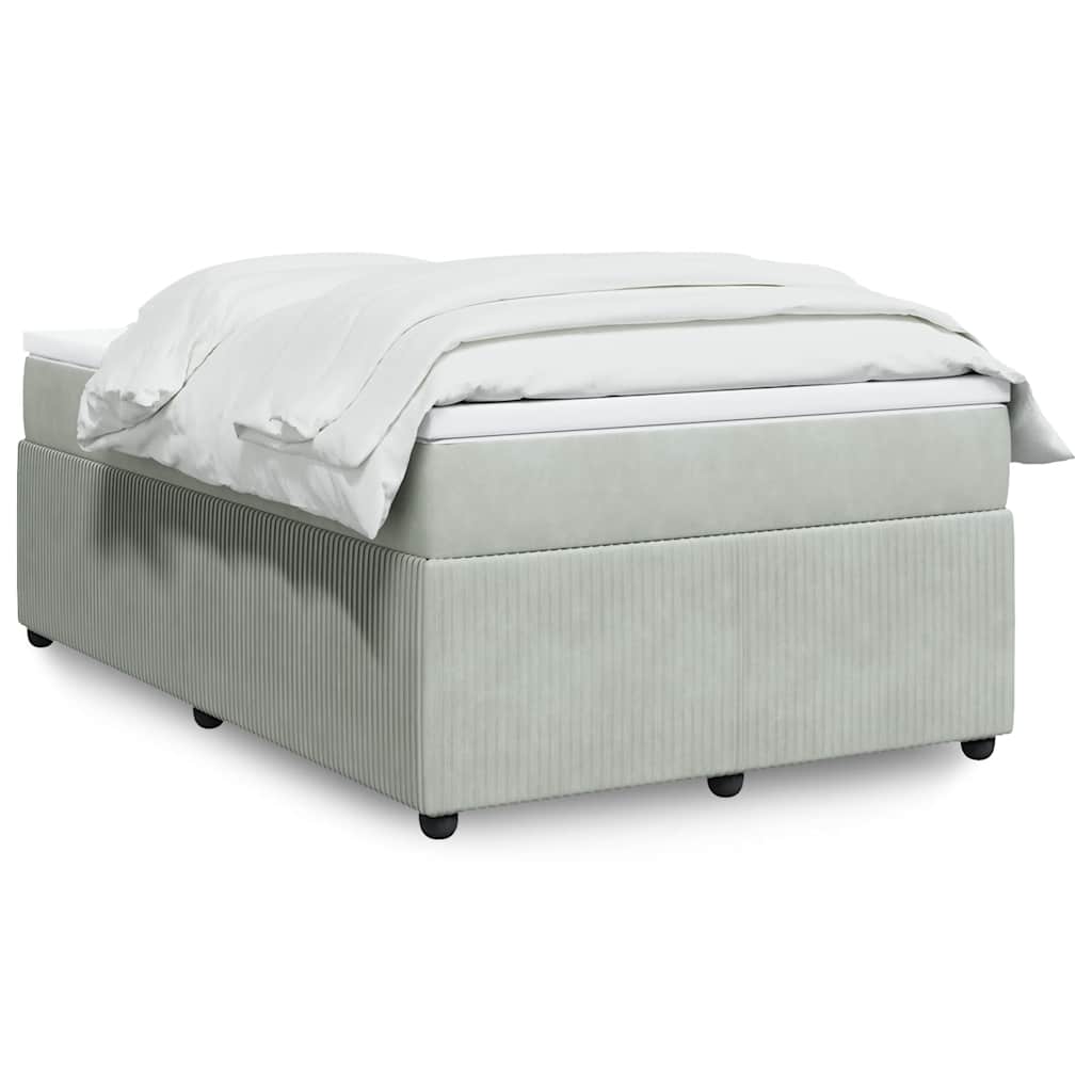 Κρεβάτι Boxspring με Στρώμα Ανοιχτό Γκρι 120x200 εκ. Βελούδινο - Pakobazaar