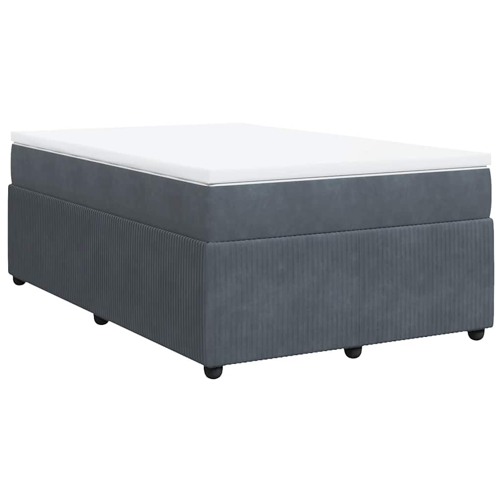 Κρεβάτι Boxspring με Στρώμα Σκούρο Γκρι 120x200 εκ. Βελούδινο - Pakobazaar