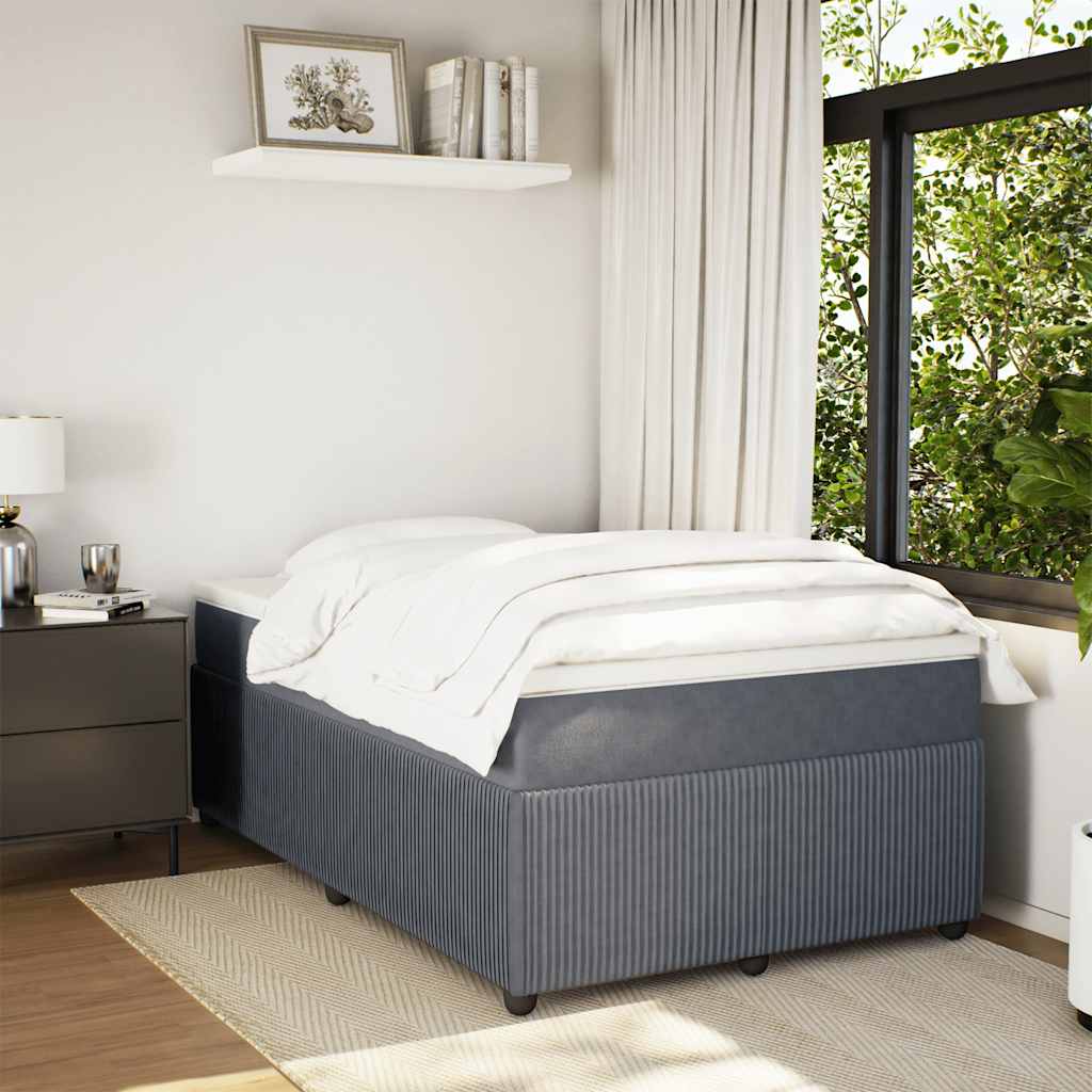 Κρεβάτι Boxspring με Στρώμα Σκούρο Γκρι 120x200 εκ. Βελούδινο - Pakobazaar