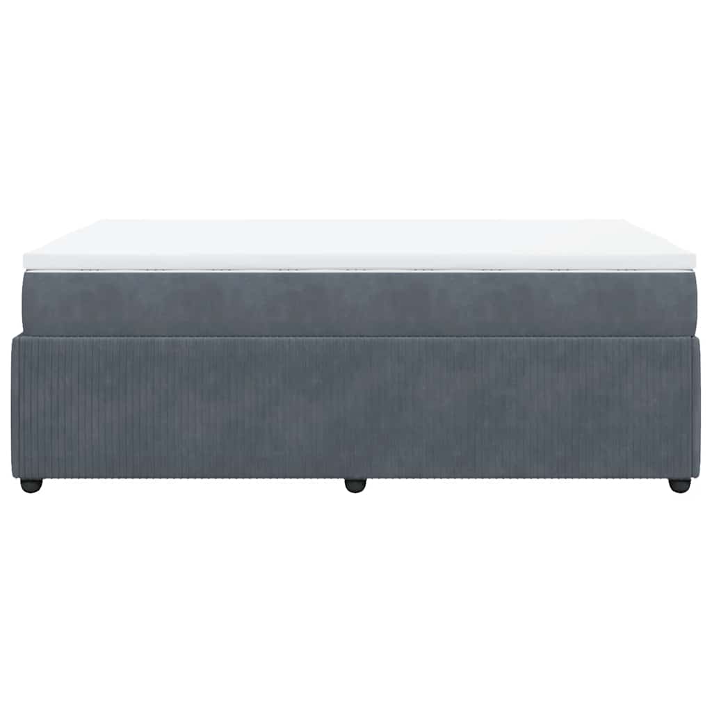 Κρεβάτι Boxspring με Στρώμα Σκούρο Γκρι 120x200 εκ. Βελούδινο - Pakobazaar