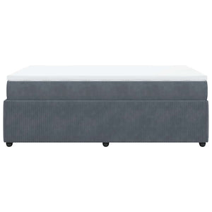 Κρεβάτι Boxspring με Στρώμα Σκούρο Γκρι 120x200 εκ. Βελούδινο - Pakobazaar