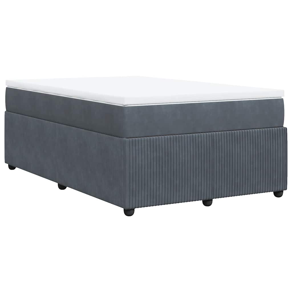 Κρεβάτι Boxspring με Στρώμα Σκούρο Γκρι 120x200 εκ. Βελούδινο - Pakobazaar
