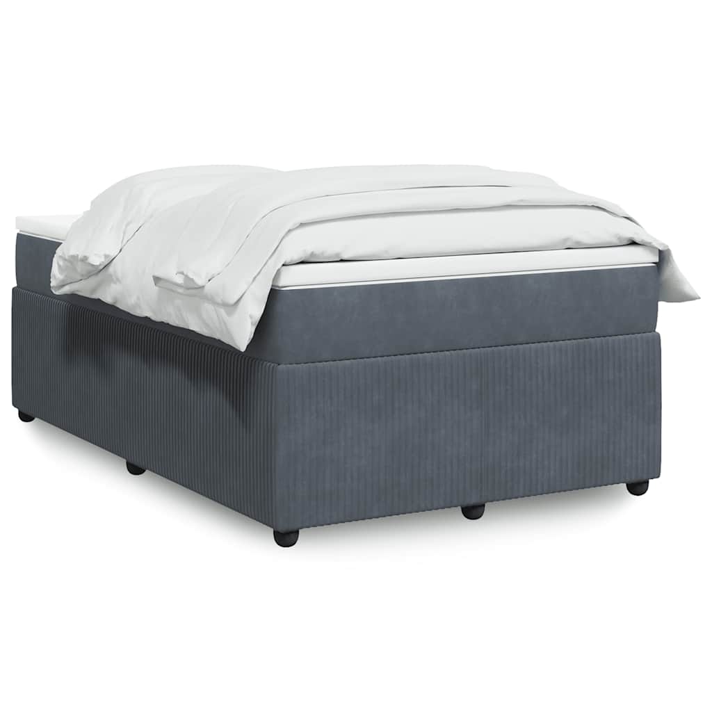 Κρεβάτι Boxspring με Στρώμα Σκούρο Γκρι 120x200 εκ. Βελούδινο - Pakobazaar