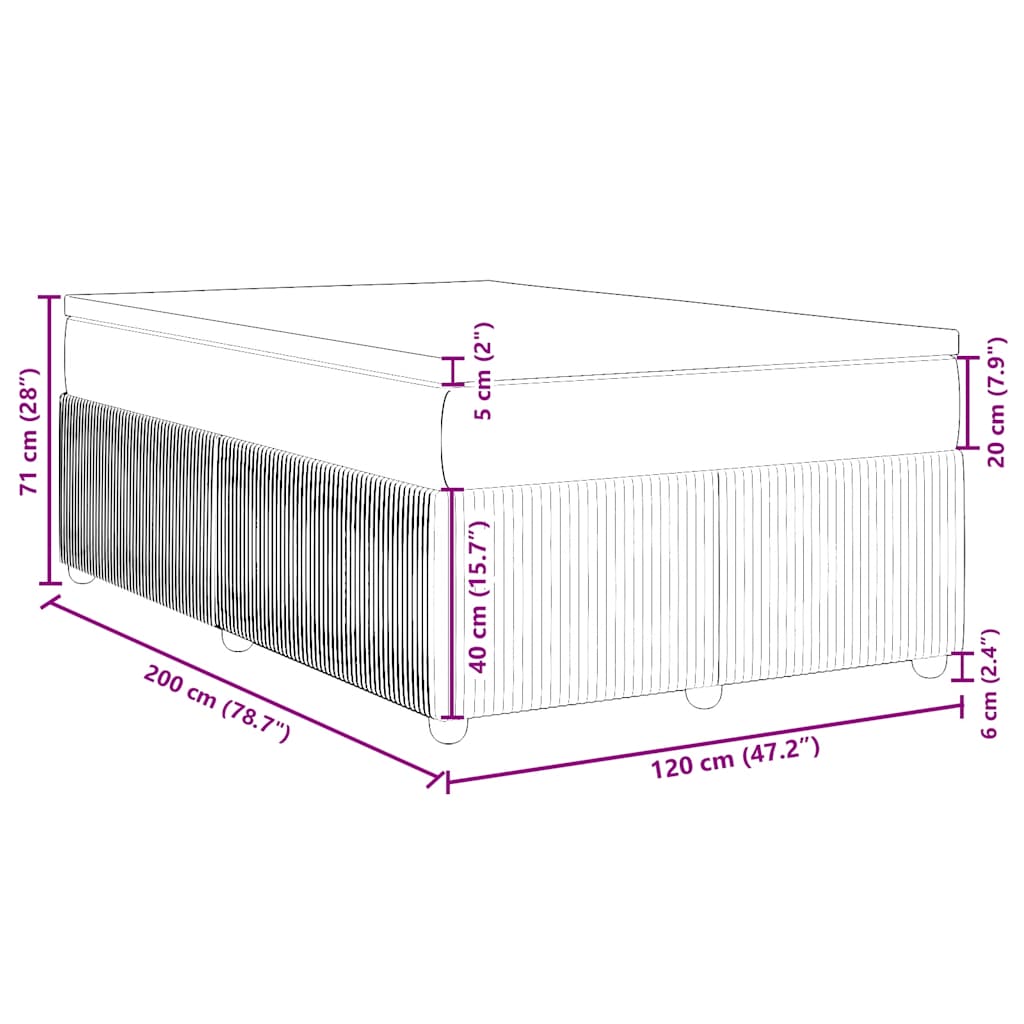 Κρεβάτι Boxspring με Στρώμα Μαύρο 120 x 200 εκ. Βελούδινο