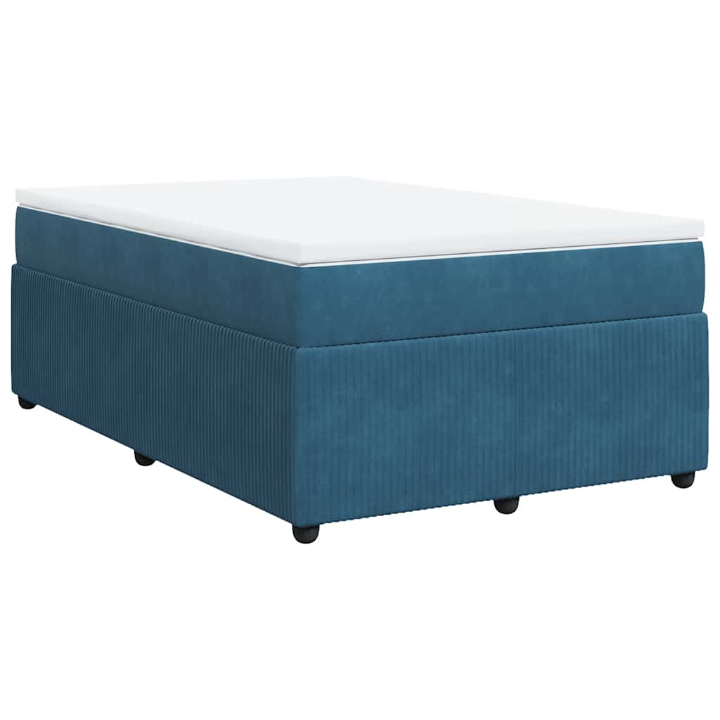 Κρεβάτι Boxspring με Στρώμα Σκούρο Μπλε 120x200 εκ. Βελούδινο - Pakobazaar