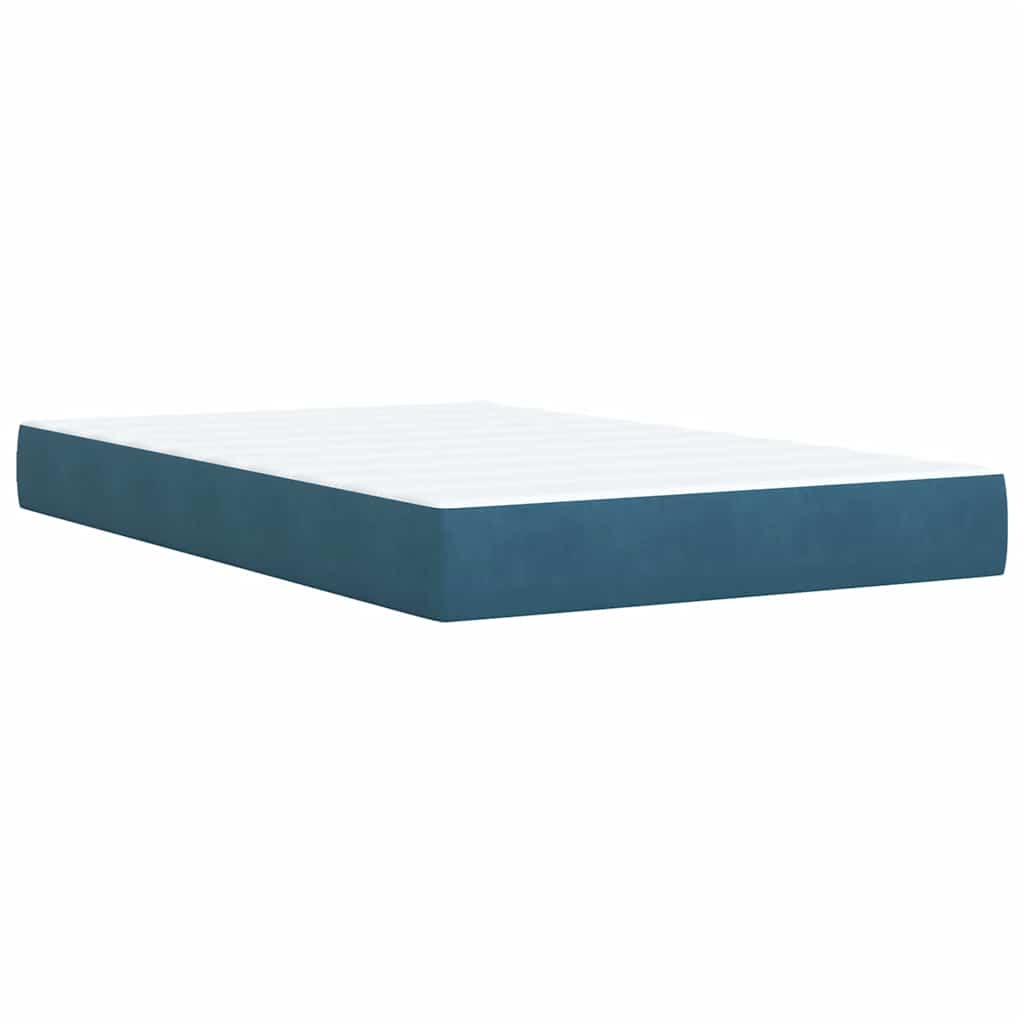 Κρεβάτι Boxspring με Στρώμα Σκούρο Μπλε 120x200 εκ. Βελούδινο - Pakobazaar