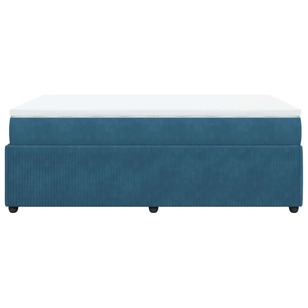 Κρεβάτι Boxspring με Στρώμα Σκούρο Μπλε 120x200 εκ. Βελούδινο - Pakobazaar