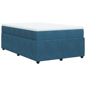 Κρεβάτι Boxspring με Στρώμα Σκούρο Μπλε 120x200 εκ. Βελούδινο - Pakobazaar