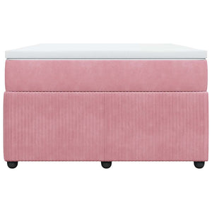 Κρεβάτι Boxspring με Στρώμα Ροζ 120x200 εκ. Βελούδινο - Pakobazaar