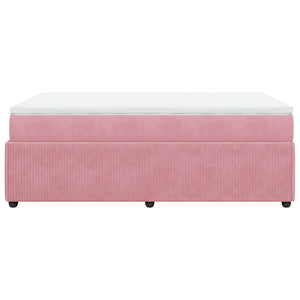 Κρεβάτι Boxspring με Στρώμα Ροζ 120x200 εκ. Βελούδινο - Pakobazaar