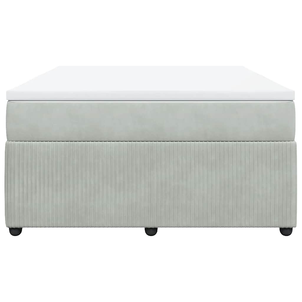 Κρεβάτι Boxspring με Στρώμα Ανοιχτό Γκρι 140x190 εκ. Βελούδινο - Pakobazaar