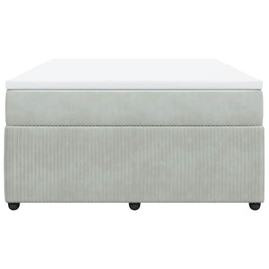 Κρεβάτι Boxspring με Στρώμα Ανοιχτό Γκρι 140x190 εκ. Βελούδινο - Pakobazaar
