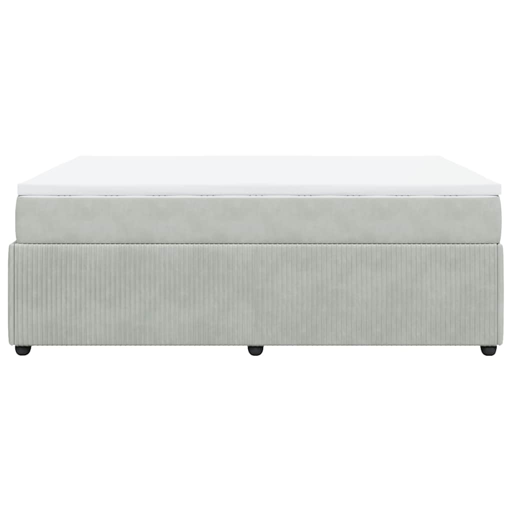 Κρεβάτι Boxspring με Στρώμα Ανοιχτό Γκρι 140x190 εκ. Βελούδινο - Pakobazaar
