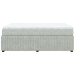 Κρεβάτι Boxspring με Στρώμα Ανοιχτό Γκρι 140x190 εκ. Βελούδινο - Pakobazaar