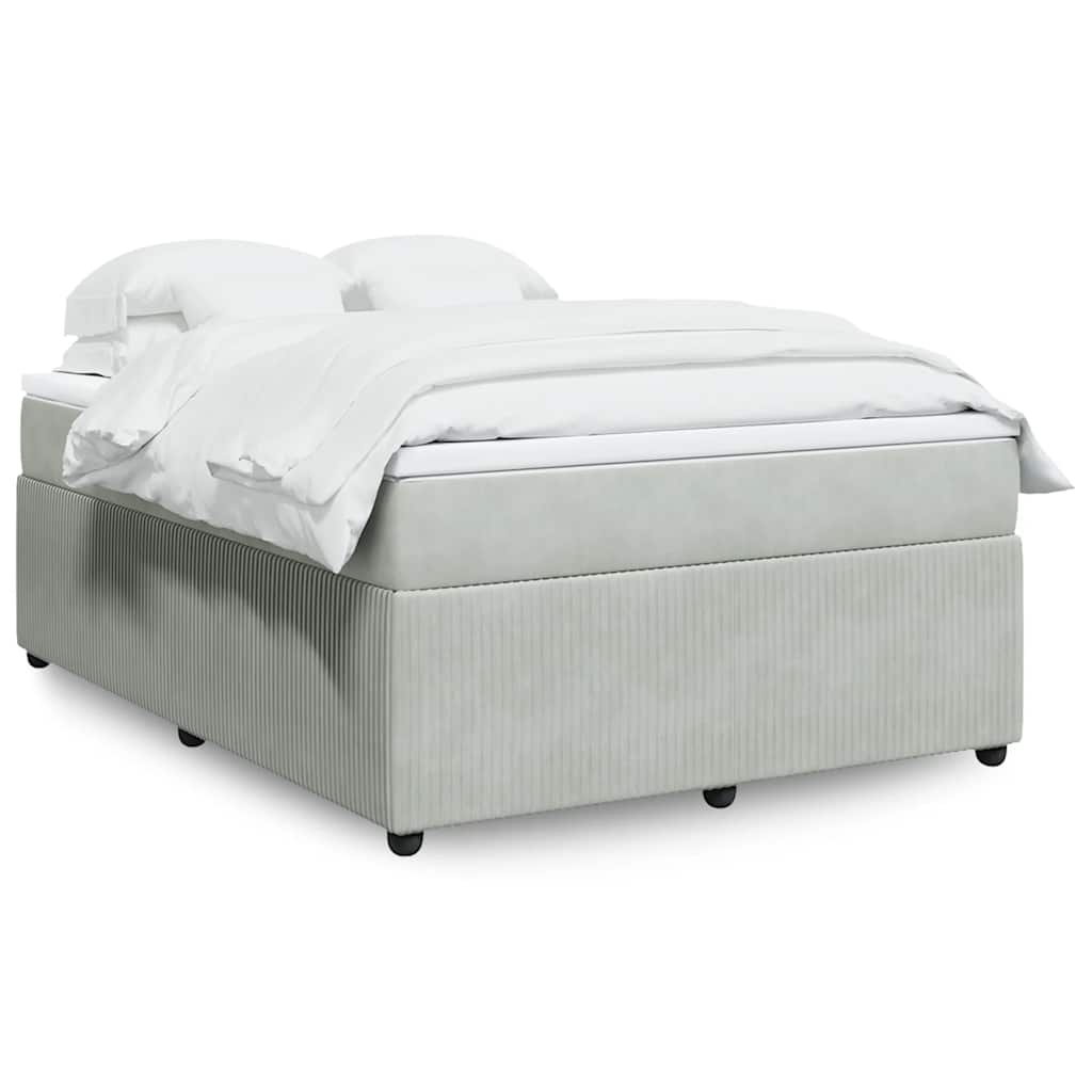 Κρεβάτι Boxspring με Στρώμα Ανοιχτό Γκρι 140x190 εκ. Βελούδινο - Pakobazaar