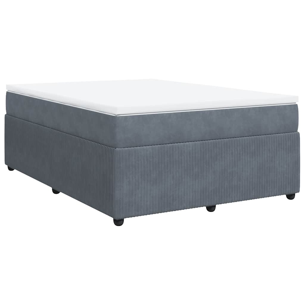 Κρεβάτι Boxspring με Στρώμα Σκούρο Γκρι 140x190 εκ. Βελούδινο