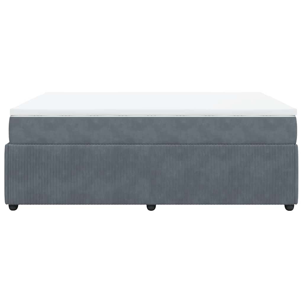 Κρεβάτι Boxspring με Στρώμα Σκούρο Γκρι 140x190 εκ. Βελούδινο