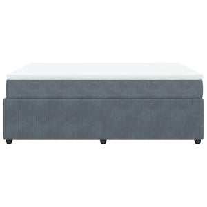 Κρεβάτι Boxspring με Στρώμα Σκούρο Γκρι 140x190 εκ. Βελούδινο
