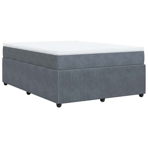 Κρεβάτι Boxspring με Στρώμα Σκούρο Γκρι 140x190 εκ. Βελούδινο