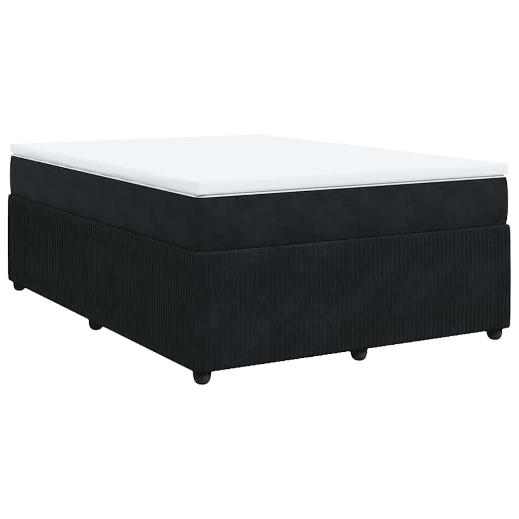 Κρεβάτι Boxspring με Στρώμα Μαύρο 140x190 εκ. Βελούδινο - Pakobazaar