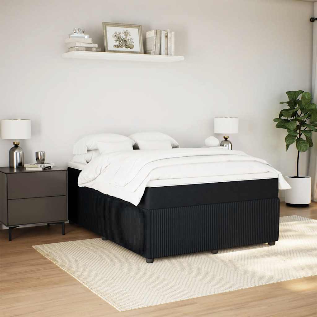 Κρεβάτι Boxspring με Στρώμα Μαύρο 140x190 εκ. Βελούδινο - Pakobazaar