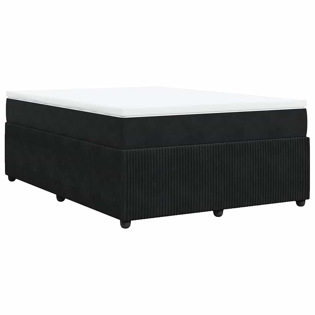 Κρεβάτι Boxspring με Στρώμα Μαύρο 140x190 εκ. Βελούδινο - Pakobazaar