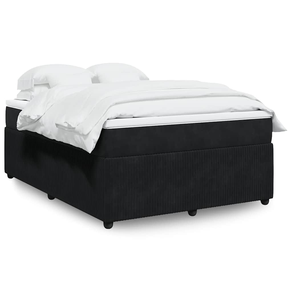Κρεβάτι Boxspring με Στρώμα Μαύρο 140x190 εκ. Βελούδινο - Pakobazaar