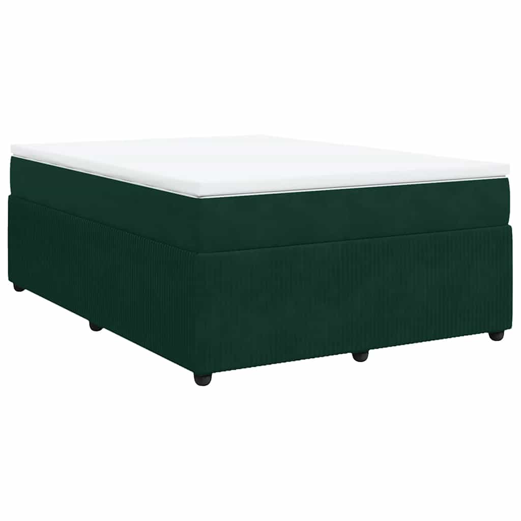 Κρεβάτι Boxspring με Στρώμα Σκούρο Πράσινο 140x190εκ. Βελούδινο