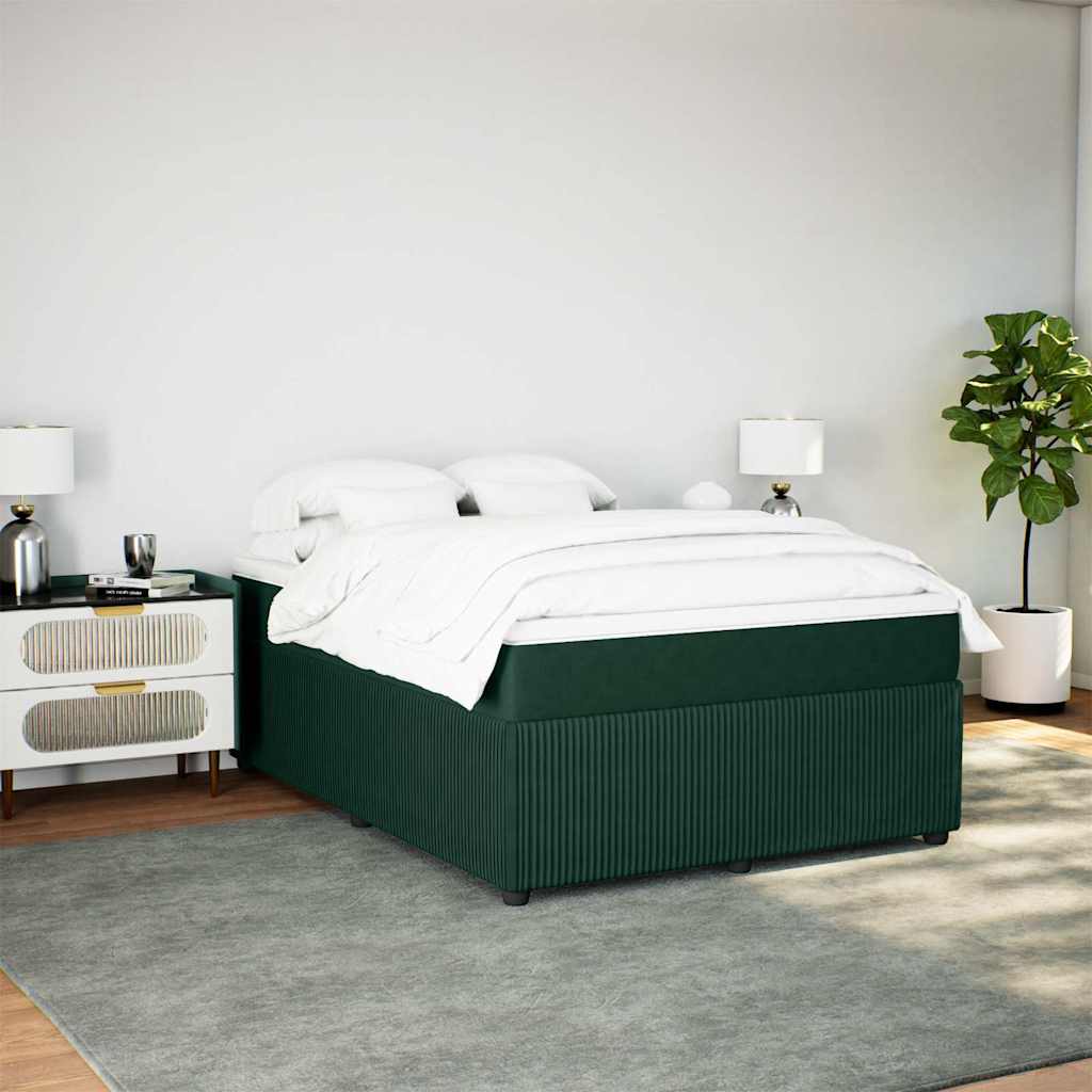 Κρεβάτι Boxspring με Στρώμα Σκούρο Πράσινο 140x190εκ. Βελούδινο