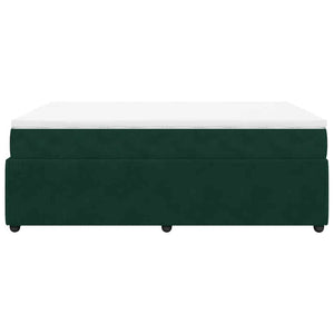 Κρεβάτι Boxspring με Στρώμα Σκούρο Πράσινο 140x190εκ. Βελούδινο