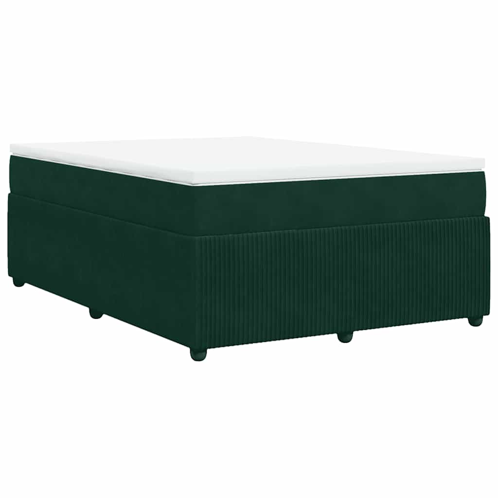 Κρεβάτι Boxspring με Στρώμα Σκούρο Πράσινο 140x190εκ. Βελούδινο