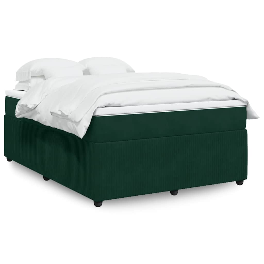 Κρεβάτι Boxspring με Στρώμα Σκούρο Πράσινο 140x190εκ. Βελούδινο