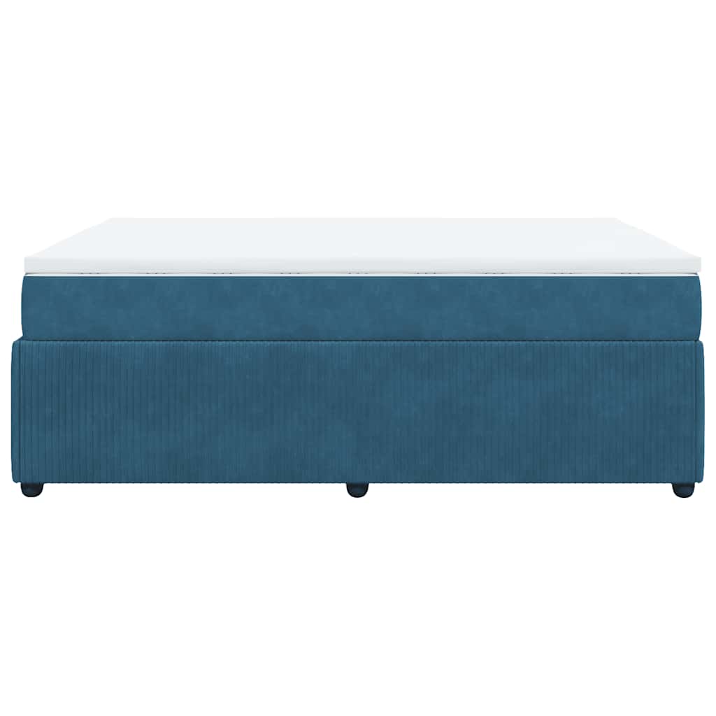 Κρεβάτι Boxspring με Στρώμα Σκούρο Μπλε 140x190 εκ. Βελούδινο
