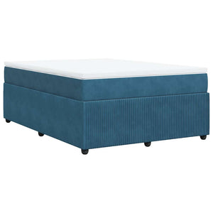 Κρεβάτι Boxspring με Στρώμα Σκούρο Μπλε 140x190 εκ. Βελούδινο