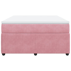 Κρεβάτι Boxspring με Στρώμα Ροζ 140x190 εκ. Βελούδινο - Pakobazaar